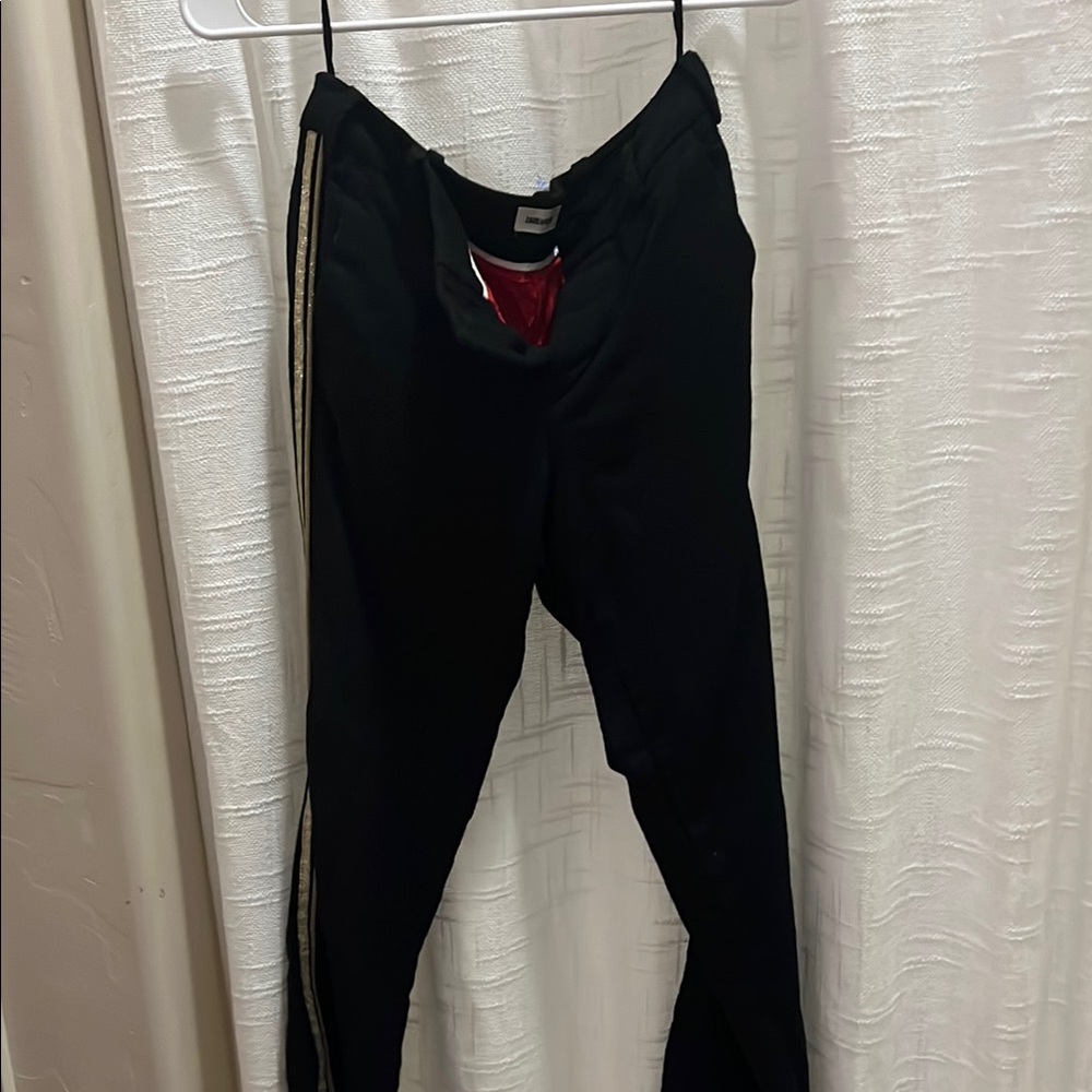 Womens Black Pants with Side Stripe